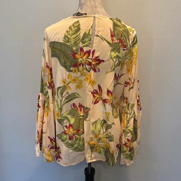 DG2 Diane Gilman floral polyester blouse NWT L - Picture 3 of 7